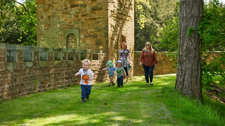 Visitors exploring the garden at Wentworth Castle, South Yorkshire